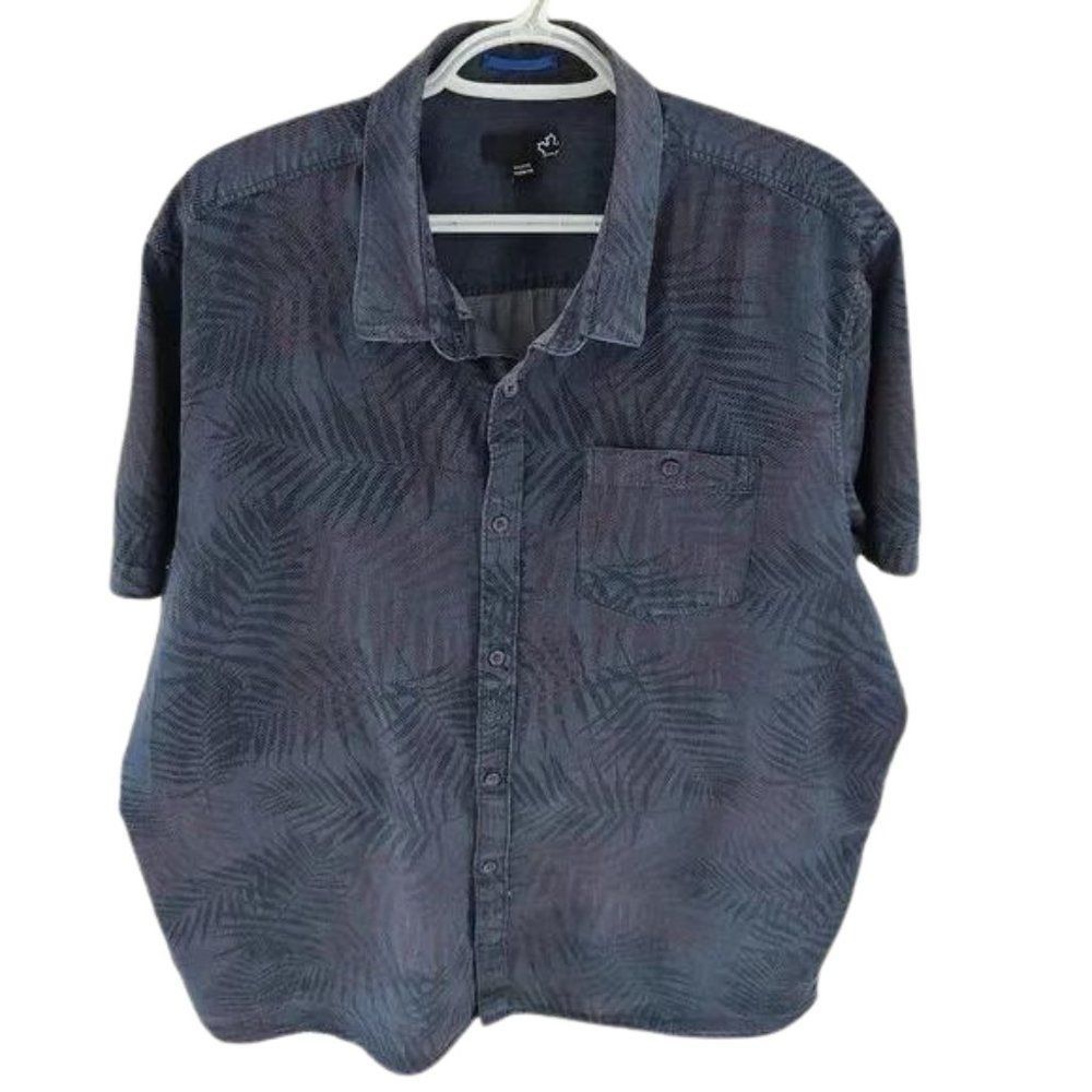 Sears Vintage Short Sleeve Button up Shirt with dark floral design, Size 2XL